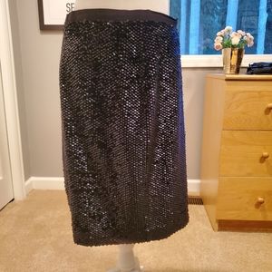 Ann Taylor Navy Sequin Pencil Skirt Sz 6
